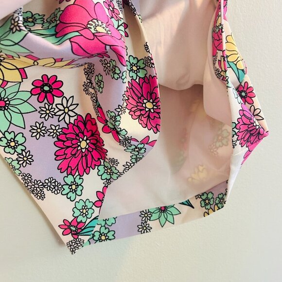 Zara Only One Floral Mini Skirt Size Medium High Rise Pink Purple Flowers Bright - Picture 9 of 10
